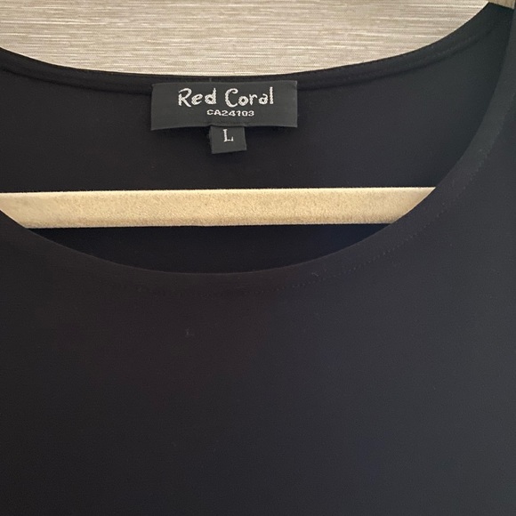 Red Coral Sleeveless Tunic with Pearl Detailing - Picture 3 of 5